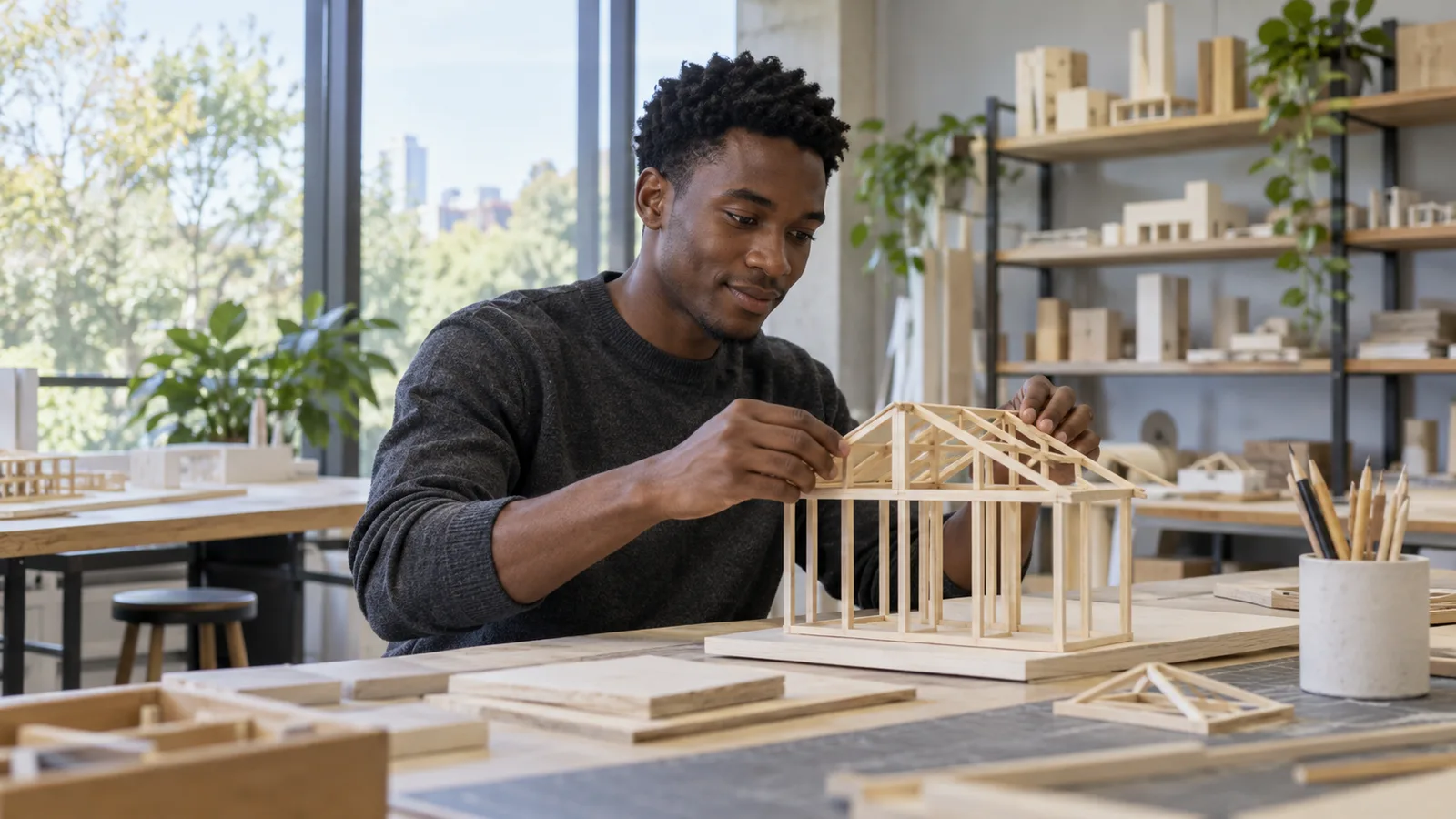 A Nigerian graduate develops practical skills with a structural model in Melbourne.